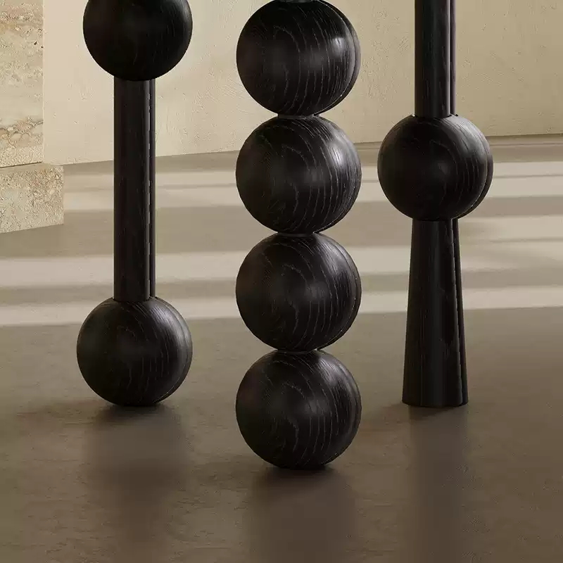 Italian light luxury ash wood side table vintage quiet style home small apartment