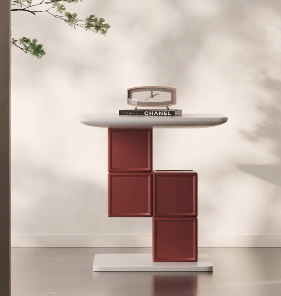 Italian minimalist bedside table creative hollow solid wood storage rack side cabinet bedroom bedside